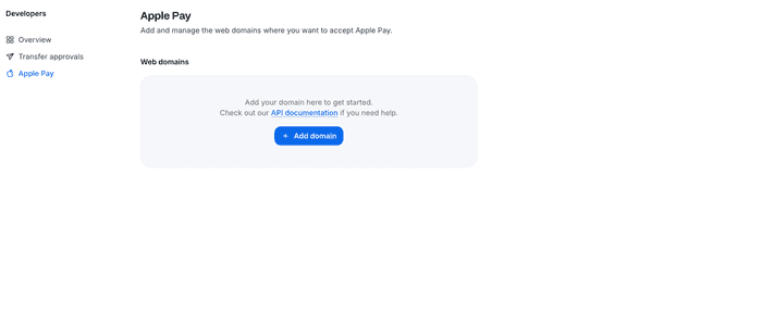Image of the Paystack Apple Pay page, showing where to add a domain name