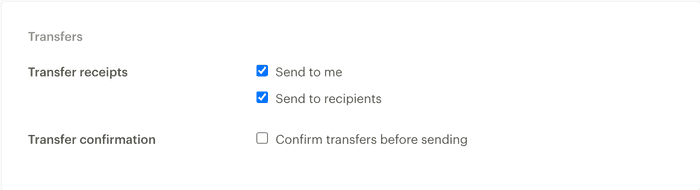 Image of the disabled OTP state of transfers